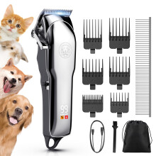 Kriogor Dog Clippers Professional for Thick Hair, Low Noise Dogs Grooming Kit with Stainless Steel Blade, Cordless Grooming Clippers Dog Sha