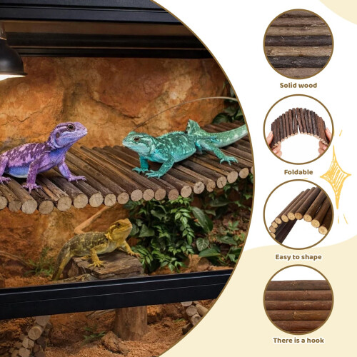 2PCS Reptile Hideout Climbing Bridge Tortoise Accessories 2