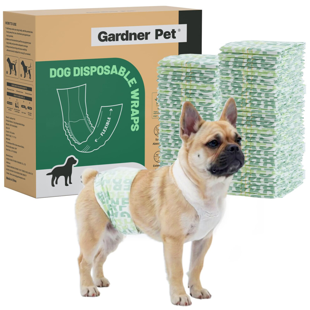 Gardner Pet Male Dog Nappies Wraps With Wetness Indicator, 50 Count, Super Absorbent Disposable Dog Nappies Male, 6 Layers Of Leak-Proof, Su