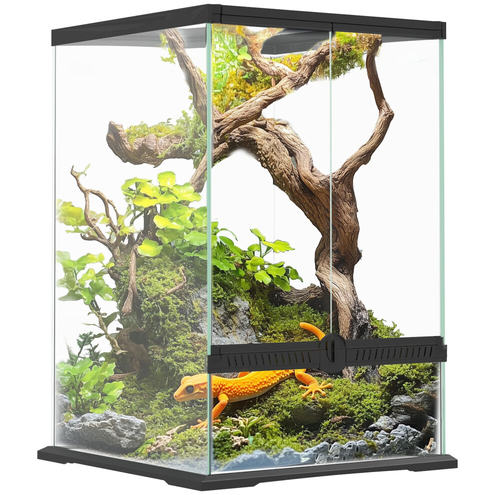 Pawhut Glass Reptile Terrarium, 40L Vivarium For Lizards, Frogs, Snakes, Turtles, Tortoises, With Ventilation, 30 X 30 X 45Cm