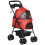 PawHut PawHut Pet Stroller Foldable Travel Carriage w/Brake Basket Canopy, Red 1