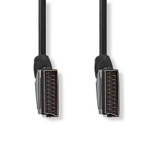 SCART-kabel | SCART-mannetje | SCART-mannetje | Vernikkeld | 480p | 2,00 m | Rond | PVC | Zwart | Doos