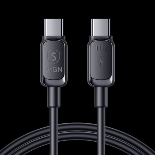 USB-C til USB-C-kabel 100W, 1,2m - Sort