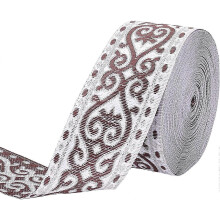 7.7 Yard 1.3 Inch Vintage Jacquard Ribbon, Woven Fringe Trim for DIY Clothing, Accessories, Embellishment Decor - Saddle Brown