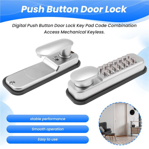 Digital Push Button Door Lock Key Pad Code Combination Access Mechanical Keyless 1