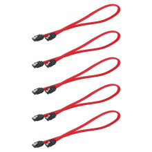 5pcs 50CM 3.0 III SATA3 7Pin Data Cable 6Gb/S SSD Cables HDD Hard Disk Data Cord Premium Version(Red)
