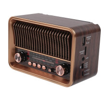 Portable FM AM SW Radio Vintage Radio Wireless Speaker with LED Flashlight Support TF Card U Disk AUX