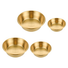 Pretyzoom 4Pcs Stainless Steel Dipping Bowls Golden for Outdoor Barbecue