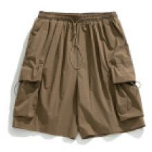 (Brown,XL)Hanlu Herren Funktionelle Cargo Shorts mit Kordelzug Taille für Streetwear Jugendliche