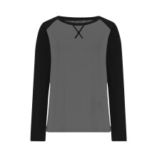 Women Long Sleeve Tops Casual Chest Print Solid Color Round Neck Pullover Loose Long Sleeved Raglan Top Plus Size