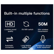2.4G UHF Wireless Audio Transceiver System Mic Adapter XLR Transmitter and Receiver for Wired Dynamic Microphone 48v