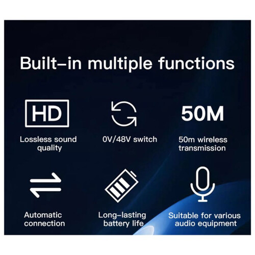 2.4G UHF Wireless Audio Transceiver System Mic Adapter XLR Transmitter and Receiver for Wired Dynamic Microphone 48v