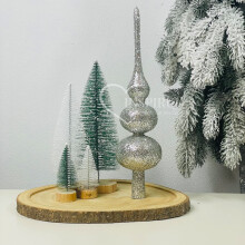 Sølv juletræstop - glitter juletræstop 34 cm