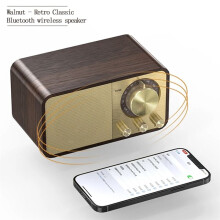 Portable Retro FM Radio Solid Wood Vintage Radio Receiver Wireless Subwoofer Speaker Sound Box