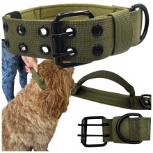 Hundehalsbånd med rem, bredt, kraftigt, justerbart, XL 54-64