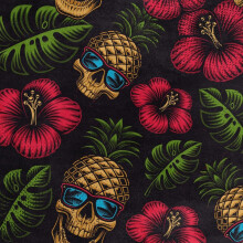 Royal Velvet Stof Polyester Til Syning - Motiv Kranie Ananas