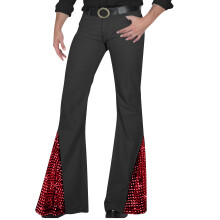 Sparkling Sequins Bells Bottoms Pants,Cosplay Halloween-Red M