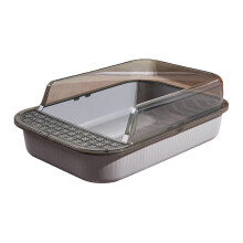 (Clear and Gray) Cat for Indoor Cats Open Top Pet Litter Tray Cat Sand Box, Cat Sand Basin Anti