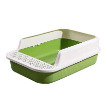 (White and Green) Cat for Indoor Cats Open Top Pet Litter Tray Cat Sand Box, Cat Sand Basin Anti