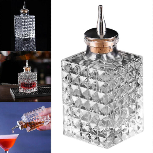 (Square) Glass Bitter Bottle, Decorative Bottles Display Wine Bottle Dasher Bottle for 2