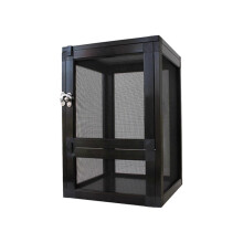 (Black) Reptiles Habitat Breeding Box with Door and Latch Ventilation Feeding Air Screen