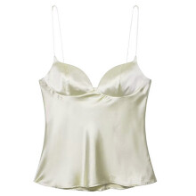 Dames satijnen spaghettibandje met lieflijke hals, slim-fit-B L