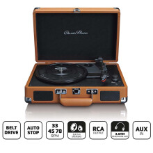 Platine vinyle valise avec 2 haut-parleurs intégrés Marron