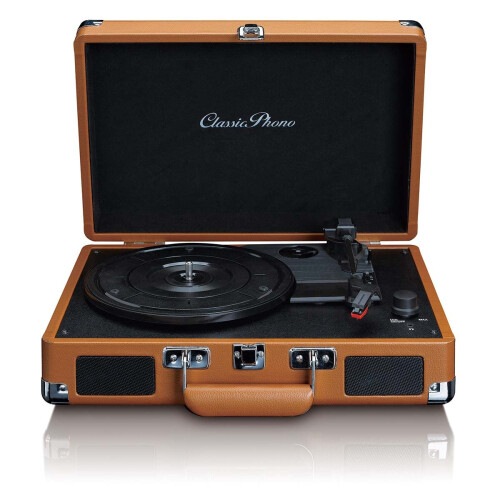 Platine vinyle valise avec 2 haut-parleurs intégrés Marron 1