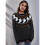 Damen Lässiger Strickpullover mit Geister-Print, Langarm, Rundhalsausschnitt Schwarz S 2
