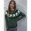 Damen Lässiger Strickpullover mit Geister-Print, Langarm, Rundhalsausschnitt Grün S 3