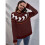 Damen Lässiger Strickpullover mit Geister-Print, Langarm, Rundhalsausschnitt Weinrot S 2