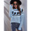 Damen Lässiger Strickpullover mit Geister-Print, Langarm, Rundhalsausschnitt Hellblau XXL 8