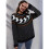 Damen Lässiger Strickpullover mit Geister-Print, Langarm, Rundhalsausschnitt Schwarz S 7