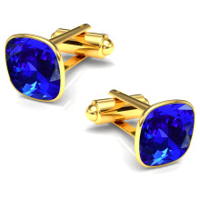 Guldmanchetknapper til mænd og kvinder - Gave til mand eller kone - 24 karat forgyldt - Majestic Blue - Sølv 925