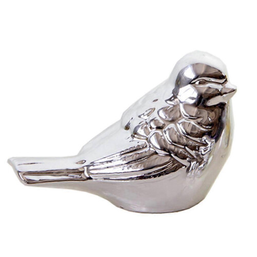 (L, Silver) 2x Ceramic Decor Bird Display Nordic Style Bedroom Home Office Decor S