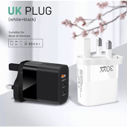 For iPhone 17 16 Pro Max Samsung Fast Charging 30W USB-C PD Plug Charger Cable