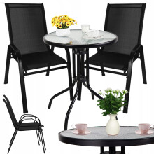 Møbelsæt til lille altan, have, terrasse, 2 stole og et sofabord i glas