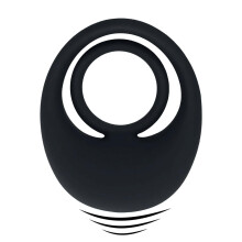 Vibrerende flydende silikone penis- og ballering - sort