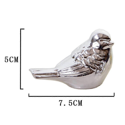 (S, Silver) 2x Ceramic Decor Bird Display Nordic Style Bedroom Home Office Decor S 2
