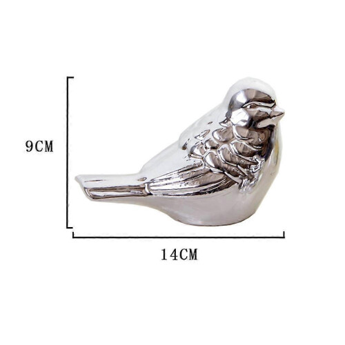 (L, Silver) 2x Ceramic Decor Bird Display Nordic Style Bedroom Home Office Decor S 2