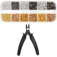 Crimping Beads for Jewelry Making, 2200Pcs Crimping Tubes with Crimping Pliers for DIY Jewelry Making (3 Sizes 4 Colors)