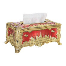 (Gold Red) Tissue Boxes Holder Storage Box Napkin Holder Organizer Home Hotle Decor Vintage