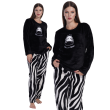 Dame plys vinterpyjamas M 38 varm zebra