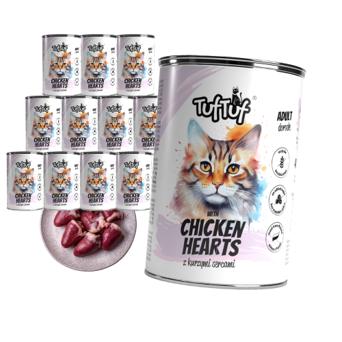 TufTuf VÅDFODER KATTE Dåse Luncheon Meat med kyllingehjerter 12x400g