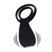 Vibrerende penis- og ballering med potestimulator - Sort