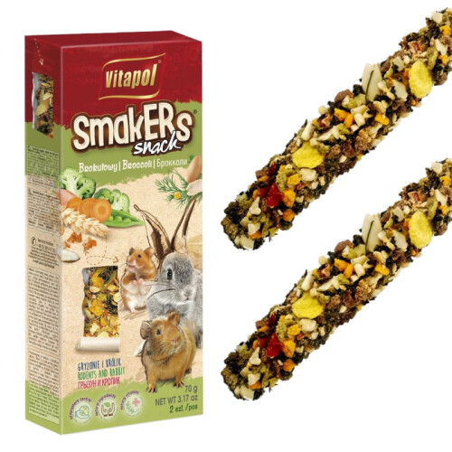 Foder, pind til gnavere og kaniner Broccoli Smakers Vitapol 2 stk.