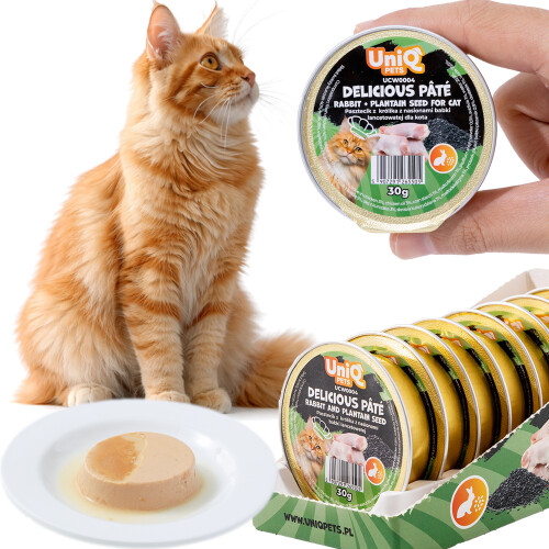 Vådfoder til katte Kanin og Pound Cake Delicious Pâté UniQ Pets 8x30g