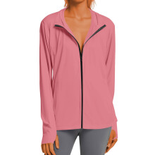 Women's Sun Shirts Zip Up Hoodie Long Sleeve-Watermelon red L
