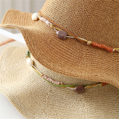 Soft Knit Fabric Sun Hat With Full Coverage-Apricot rice 2