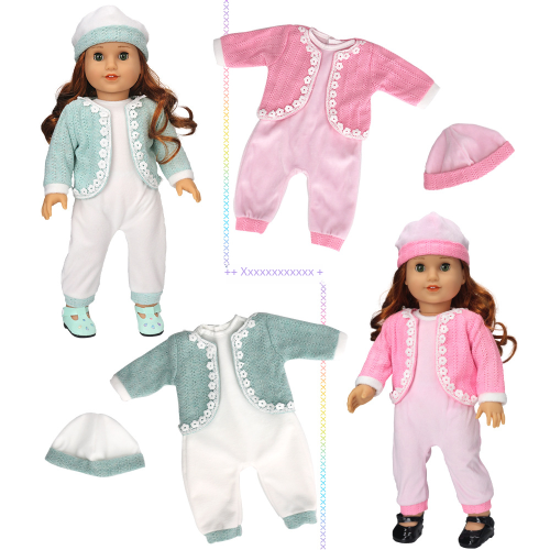 Roupa para boneca de 45 cm (18 polegadas), macacão de lã macio e quentinho para meninas, ideal para outono e inverno. 2